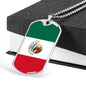 Mexico Flag Necklace Stainless Steel or 18k Gold Dog Tag 24" Chain-Express Your Love Gifts