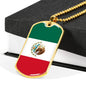 Mexico Flag Necklace Stainless Steel or 18k Gold Dog Tag 24" Chain-Express Your Love Gifts