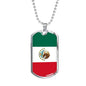 Mexico Flag Necklace Stainless Steel or 18k Gold Dog Tag 24" Chain-Express Your Love Gifts