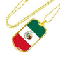 Mexico Flag Necklace Stainless Steel or 18k Gold Dog Tag 24" Chain-Express Your Love Gifts
