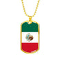 Mexico Flag Necklace Stainless Steel or 18k Gold Dog Tag 24" Chain-Express Your Love Gifts