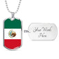 Mexico Flag Necklace Stainless Steel or 18k Gold Dog Tag 24" Chain-Express Your Love Gifts
