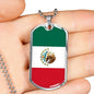 Mexico Flag Necklace Stainless Steel or 18k Gold Dog Tag 24" Chain-Express Your Love Gifts