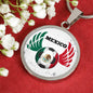Mexico Futbol/Soccer Circle Necklace Stainless Steel or 18k Gold 18-22" - Express Your Love Gifts