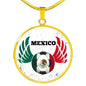 Mexico Futbol/Soccer Circle Necklace Stainless Steel or 18k Gold 18-22" - Express Your Love Gifts
