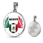 Mexico Futbol/Soccer Circle Necklace Stainless Steel or 18k Gold 18-22" - Express Your Love Gifts