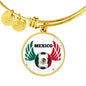 Mexico Futbol/Soccer Stainless Steel or 18k Gold Circle Bangle Bracelet - Express Your Love Gifts