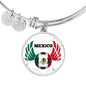 Mexico Futbol/Soccer Stainless Steel or 18k Gold Circle Bangle Bracelet - Express Your Love Gifts