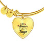 Mi Amor Es Tuyo Heart Bangle Stainless Steel or 18k Gold 79" - Express Your Love Gifts