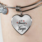 Mi Amor Es Tuyo Heart Bangle Stainless Steel or 18k Gold 79" - Express Your Love Gifts