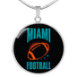 Miami Circle Pendant Football Fan Necklace Stainless Steel or 18k Gold 18-22" - Express Your Love Gifts