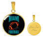 Miami Circle Pendant Football Fan Necklace Stainless Steel or 18k Gold 18-22" - Express Your Love Gifts