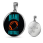 Miami Circle Pendant Football Fan Necklace Stainless Steel or 18k Gold 18-22" - Express Your Love Gifts