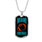 Miami Fan Necklace Dog Tag Stainless Steel or 18k Gold 24" Chain - Express Your Love Gifts