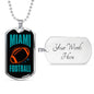Miami Fan Necklace Dog Tag Stainless Steel or 18k Gold 24" Chain - Express Your Love Gifts