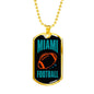 Miami Fan Necklace Dog Tag Stainless Steel or 18k Gold 24" Chain - Express Your Love Gifts