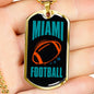 Miami Fan Necklace Dog Tag Stainless Steel or 18k Gold 24" Chain - Express Your Love Gifts