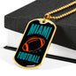 Miami Fan Necklace Dog Tag Stainless Steel or 18k Gold 24" Chain - Express Your Love Gifts