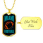 Miami Fan Necklace Dog Tag Stainless Steel or 18k Gold 24" Chain - Express Your Love Gifts