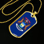 Michigan Flag Pendant Stainless Steel or 18k Gold Dog Tag Necklace 24" Chain - Express Your Love Gifts