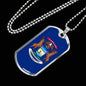 Michigan Flag Pendant Stainless Steel or 18k Gold Dog Tag Necklace 24" Chain - Express Your Love Gifts