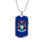 Michigan Flag Pendant Stainless Steel or 18k Gold Dog Tag Necklace 24" Chain - Express Your Love Gifts