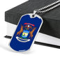 Michigan Flag Pendant Stainless Steel or 18k Gold Dog Tag Necklace 24" Chain - Express Your Love Gifts