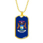 Michigan Flag Pendant Stainless Steel or 18k Gold Dog Tag Necklace 24" Chain - Express Your Love Gifts