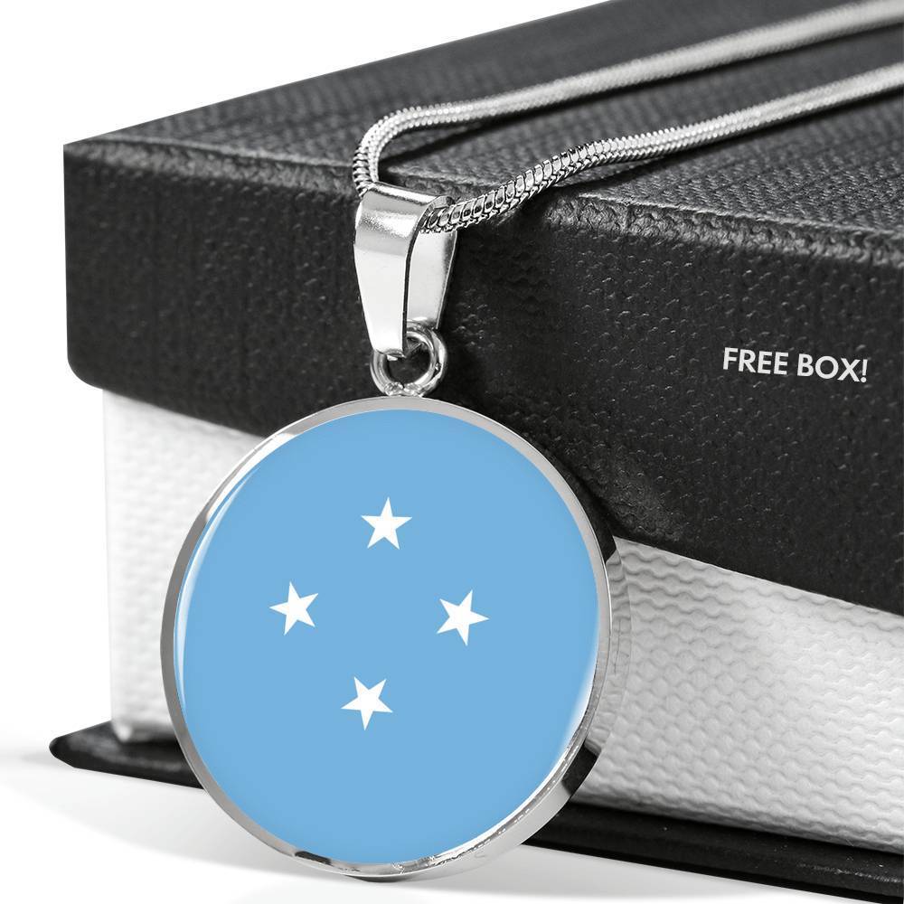 Micronesia Flag Necklace Micronesia Flag Stainless Steel or 18k Gold 18-22" - Express Your Love Gifts