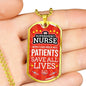 Mighty Nurse Nursing Necklace Stainless Steel or 18k Gold Dog Tag 24" Chain-Express Your Love Gifts