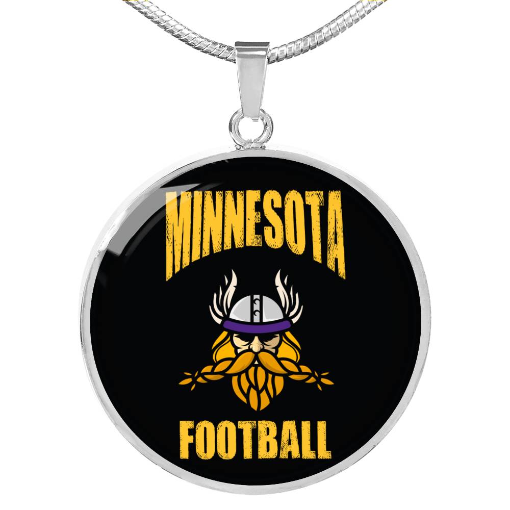 Minnesota Circle Pendant Football Fan Necklace Stainless Steel or 18k Gold 18-22" - Express Your Love Gifts