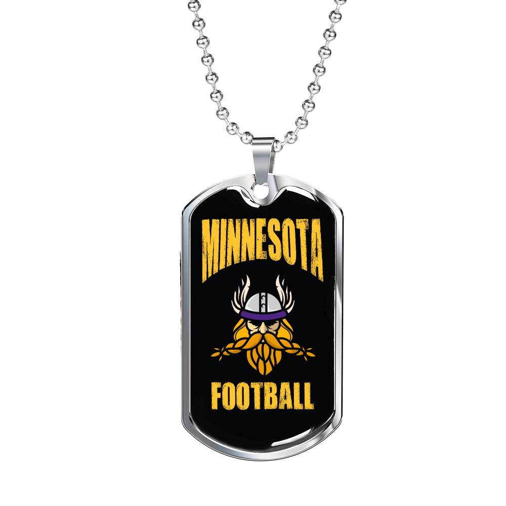 Minnesota Fan Necklace Dog Tag Stainless Steel or 18k Gold 24" Chain - Express Your Love Gifts