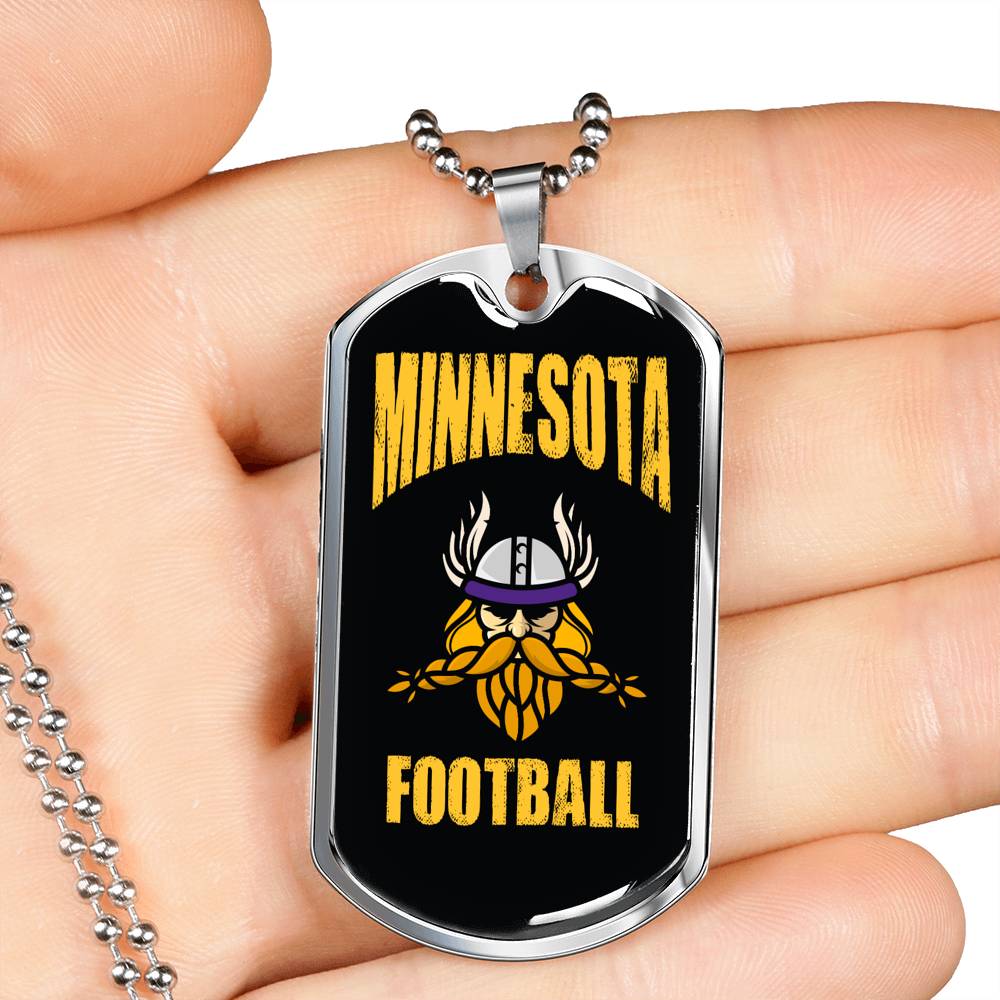 Minnesota Fan Necklace Dog Tag Stainless Steel or 18k Gold 24" Chain - Express Your Love Gifts