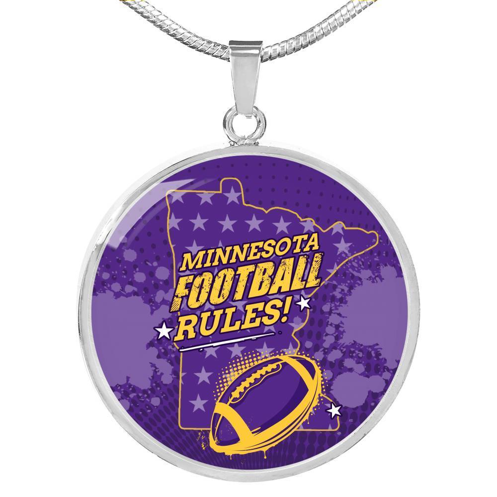 Minnesota Football Fan Circle Necklace Stainless Steel or 18k Gold 18-22" - Express Your Love Gifts