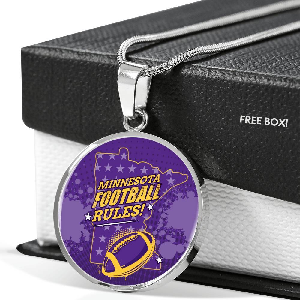 Minnesota Football Fan Circle Necklace Stainless Steel or 18k Gold 18-22" - Express Your Love Gifts
