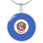 Minnesota State Flag Necklace Stainless Steel or 18k Gold Circle Pendant 18-22" - Express Your Love Gifts
