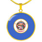 Minnesota State Flag Necklace Stainless Steel or 18k Gold Circle Pendant 18-22" - Express Your Love Gifts