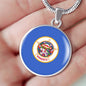 Minnesota State Flag Necklace Stainless Steel or 18k Gold Circle Pendant 18-22" - Express Your Love Gifts