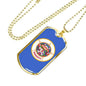 Minnesota State Flag Necklace Stainless Steel or 18k Gold Dog Tag 24" Chain - Express Your Love Gifts
