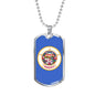 Minnesota State Flag Necklace Stainless Steel or 18k Gold Dog Tag 24" Chain - Express Your Love Gifts