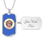 Minnesota State Flag Necklace Stainless Steel or 18k Gold Dog Tag 24" Chain - Express Your Love Gifts