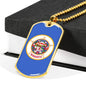 Minnesota State Flag Necklace Stainless Steel or 18k Gold Dog Tag 24" Chain - Express Your Love Gifts