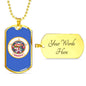 Minnesota State Flag Necklace Stainless Steel or 18k Gold Dog Tag 24" Chain - Express Your Love Gifts