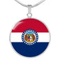 Missouri State Flag Necklace Stainless Steel or 18k Gold Circle Pendant 18-22" - Express Your Love Gifts