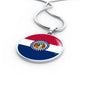 Missouri State Flag Necklace Stainless Steel or 18k Gold Circle Pendant 18-22" - Express Your Love Gifts
