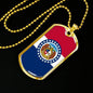 Missouri State Flag Necklace Stainless Steel or 18k Gold Dog Tag 24" Chain - Express Your Love Gifts
