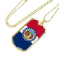 Missouri State Flag Necklace Stainless Steel or 18k Gold Dog Tag 24" Chain - Express Your Love Gifts