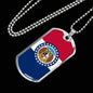 Missouri State Flag Necklace Stainless Steel or 18k Gold Dog Tag 24" Chain - Express Your Love Gifts