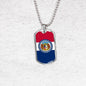 Missouri State Flag Necklace Stainless Steel or 18k Gold Dog Tag 24" Chain - Express Your Love Gifts