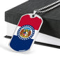 Missouri State Flag Necklace Stainless Steel or 18k Gold Dog Tag 24" Chain - Express Your Love Gifts